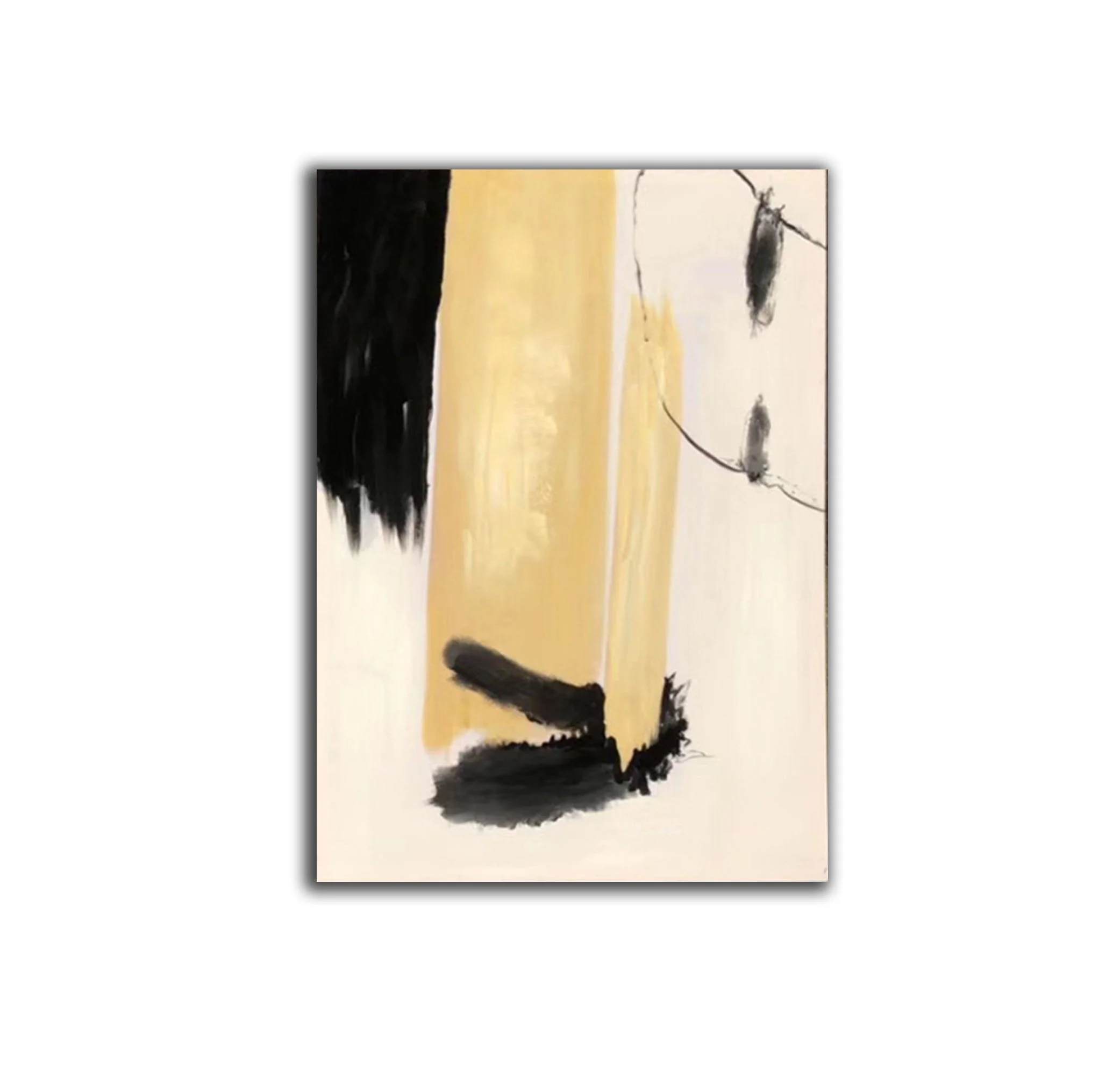 Modern Original Handmade Beige White Black Abstract Canvas Artwork B064G
